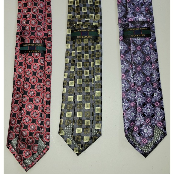 Alexander Julian Colours Mens Necktie Lot of 6 ~ Paisley Geometric Plaid - Picture 5 of 6
